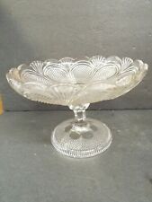 Antique 19th CENTURY ELEGANT GEORGE DAVIDSON DIAMOND POINT GLASS COMPOTE  Bowl  picture