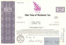 Lilac Time of Rochester Inc. - 1972 or 1973 Stock Certificate - General Stocks picture