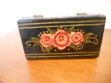 RARE EARLY-MID 19TH AMERICAN ANTIQUE SM TRINKET BOX 6 3/4 X 3 3/4 X 2 1/4 INCH picture
