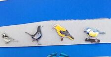 RSPB Pin Badges Off card,Blackbird,,Pied Wagtail,Great Tit,Golden Oriole. picture