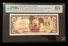 GEM UNC 2008 $10 Disney Dollar Mickey Mouse 80th Anniversary PMG 66 EPQ DIS148 picture