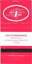 Day's Insurance Keswick, Ontario Insurance Agent Vintage Matchbook Cover picture