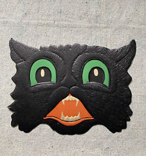 ￼Vintage Diecut Black Cut Green Eyes Face Copt H. E. Luhrs Embossed Cardboard picture