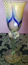 Correia Iridescent Pulled Feather Art Glass Goblet great stem work Art Deco picture