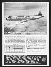 CONTINENTAL AIRLINES VICKERS VISCOUNT 810/840 1956 PLANE-MILE-COST 15% BELOW AD picture