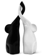 Loving Pair Of Elephants In Black And White Modern Ceramic Sculpture As A Set De picture