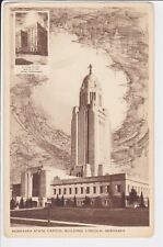 Nebraska State Capitol Postcard ad for Hotel Cornhusker Lincoln Neb POSTED 1952 picture