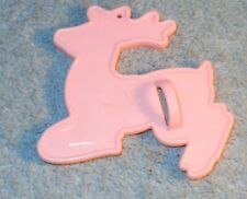 RARE HTF OLD VINTAGE PINK PLASTIC HRM USA MADE CHRISTMAS REINDEER COOKIE CUTTER picture