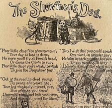 The Showmans Dog Poem 1892 Victorian Art Woodcut Printing Ephemera DWY10B picture