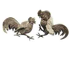 Brass Hen & Rooster Dispute Vintage Detailed Features Heavy ,Rooster 5x5 Hen 5x4 picture
