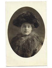 c.1900s Rich Fancy Lady Fur Coat Hat Gorgeous Portrait RPPC Postcard UNPOSTED picture