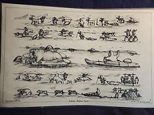 Robert Mayokok Signed Lithograph 1974 Eskimo Walrus Hunt Placemat  picture