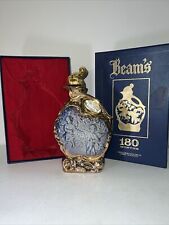 1974-Jim Beam's Blue & Gold Cherub Angels On Grape Vines Decanter-EMPTY With Box picture
