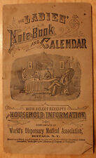 Original 1889 Ladies Note Book and Calendar Receipt (Recipe) Book Cookbook picture