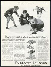 1926 marbles game art Endicott Johnson boys girls shoes vintage print ad picture