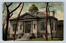 Mendota IL, Public Library, Columns, Street View, Illinois Vintage Postcard picture