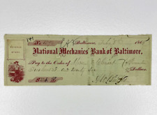 National Mechanics Bank Of Baltimore 1866 Canceled Check picture
