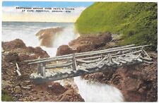 C.1930's Driftwood Bridge at DEVIL'S CHURN, CAPE PERPETUA, Oregon, Tide Postcard picture