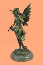 Nymph Fairy Angel Fantasy Bookend Classic Elegant Bronze Marble Statue Sculpture picture