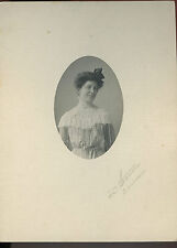 Antique Photo - Denver, Colorado Young Lady - Hair Bow & Striped Dress  picture