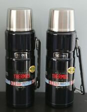 NEW Lot of 2 Genuine THERMOS Brand 40oz Dark Blue Dual Purpose Wide Mouth Metal picture