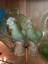 (2) Antique 19th Century Porcelain Chickens Chinese Green Very Rare  picture