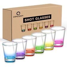 6 Pack Heavy Base Shot Glasses Set 1.6 Oz Colorful Shot Glasses Bulk Clear Sho picture