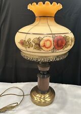 Vintage Reverse Floral Painted Table Lamp Wooden Base, Glass Globe picture