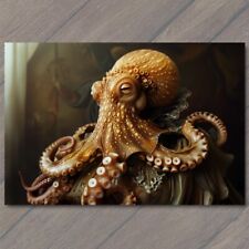 POSTCARD Victorian Octopus Elegance in a Vintage Regal Dress Weird Funny Strange picture