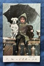 Jack Russell and Dachshund with Little Boy Antique PC - UDB - early 1900’s picture
