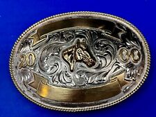 Horse Head Large Justin Silver Mexico Belt Buckle Blank Award Ribbons To Engrave picture