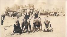 Found ANTIQUE PHOTO Original BLACK AND WHITE Snapshot A DAY AT THE BEACH 28 16 C picture