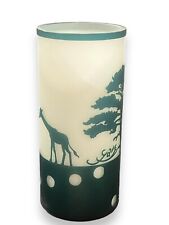 Beautiful Africa Savannah Dream Cameo Giraffe Tree Candle Holder Vase Signed picture