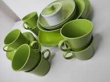 Vintage Melamine Cups plates bowls Avocado Green 50's 60's 70's *Camper dishes* picture