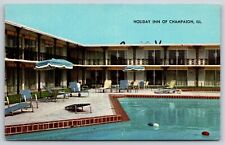 Champaign/Urbana Illinois~Holiday Inn~Swimming Pool~Restaurant~Vintage Postcard picture