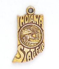 Indiana State Fair Charm Pendant Vintage Gold GF Farm Animal Souvenir Retro picture