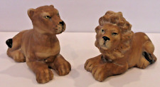 VINTAGE K’s Collection Male & Female Lions Ceramic Figurines - Matte Glaze 1980s picture
