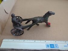 VINTAGE MINIATURE SULKY RACING HORSE JOCKEY ON CART WITH REINS FIGURINE picture