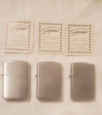(3) Vintage Supreme Lighters  Made In Japan . With Brochures. Patent # 629,350 picture