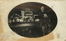 c1907 RPPC Postcard; Bar Room Scene 2 Men Alcohol Liquor Bottles, Unknown US picture