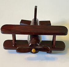 Vintage Wooden Toy Plane Biplane Aircraft Handmade 6” X 5” picture
