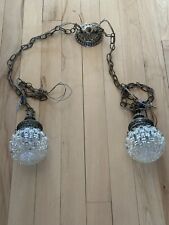 Swag  Light Fixtures Hollywood Regency Pair VIRDEN Inc Mid Century  Glass Ball picture