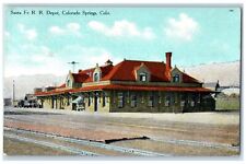 c1950's Santa Fe Rail Road Depot Station Colorado Springs Colorado CO Postcard picture