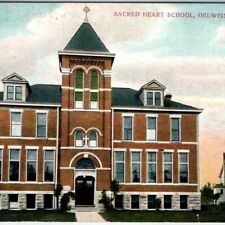 c1910s Oelwein, IA Sacred Heart School Building Litho Photo Postcard Vintage A63 picture