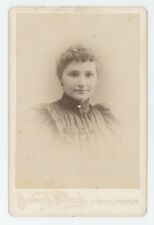 Antique Circa 1880s Cabinet Card Beautiful Young Woman  Philback Biddeford, ME picture