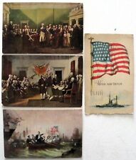 8 Antique Postcards-Paintings-Historical-Patriotic-American Flags-Divided Back picture