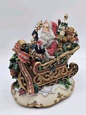Fitz And Floyd Florentine Christmas Here Comes Santa Claus Music Box Figure picture