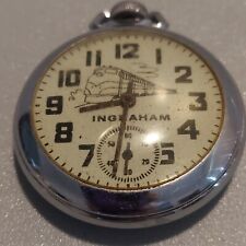 Vtg. Ingraham 1930's Railroad Pocket Watch-Train on Face - NW picture