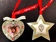 Rare Vintage Jonas Brothers Metal Pewter Christmas Ornaments Set of 2 Star Frame picture