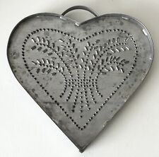 Vintage Handmade ￼Punched Tin Wheat Heart Wall Decoration Folk Art ￼￼Primitive picture